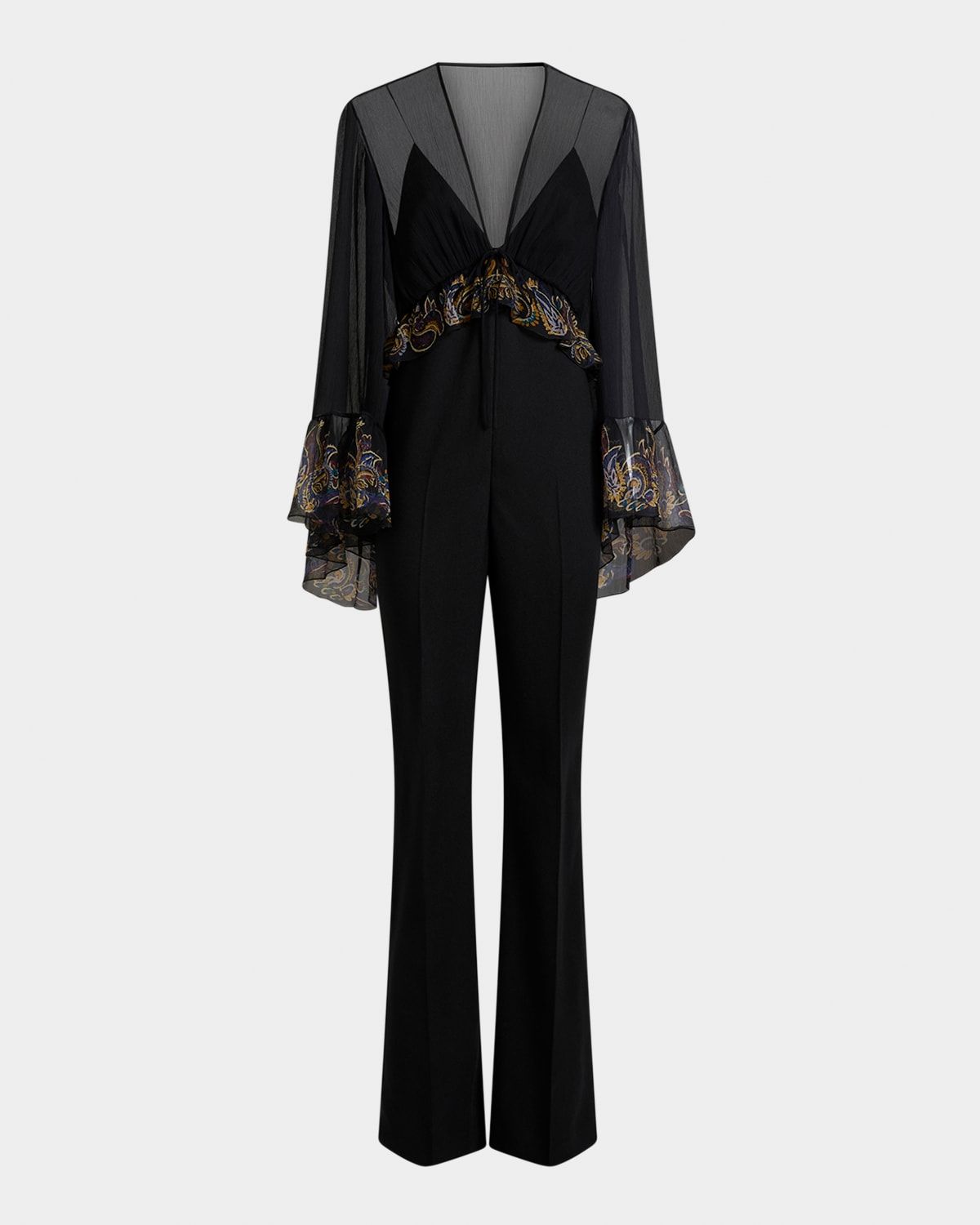 Paisley Ruffle Sheer Blouse