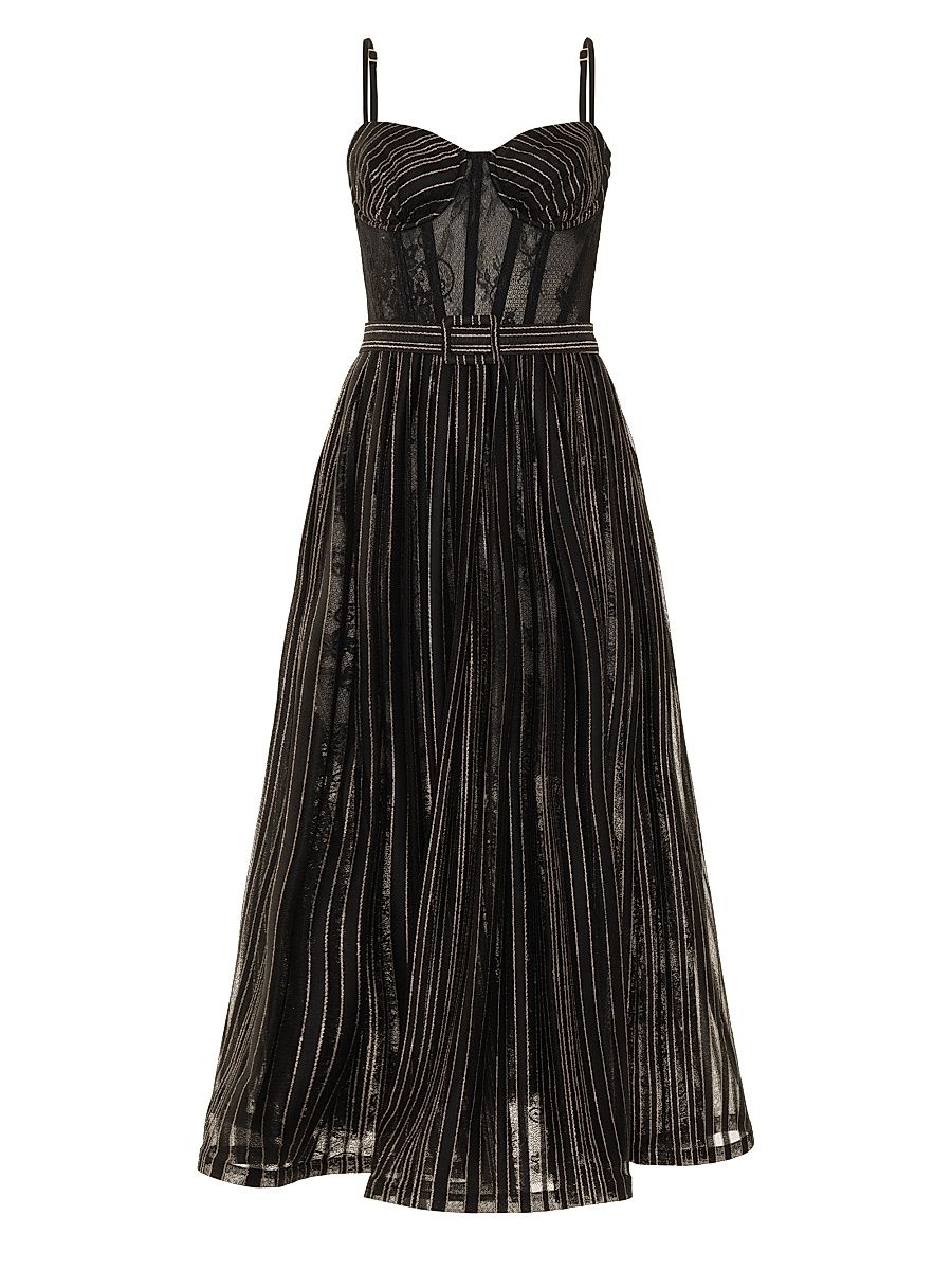 Women's Prism Metallic Thread Midi-Dress - Black - Size 8