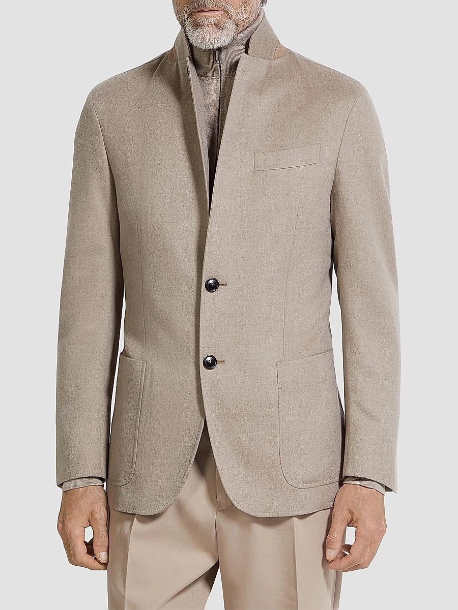 ZEGNA Men's Oasi Cashmere Jacket - Light Taupe - Size 44