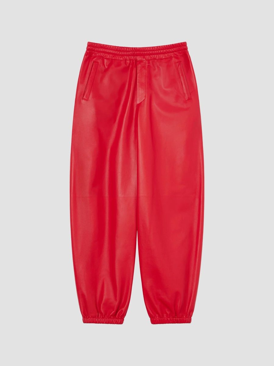 Givenchy Men's Couture Seam Jogger Pants in Nappa Leather - Poppy Red - Size 40