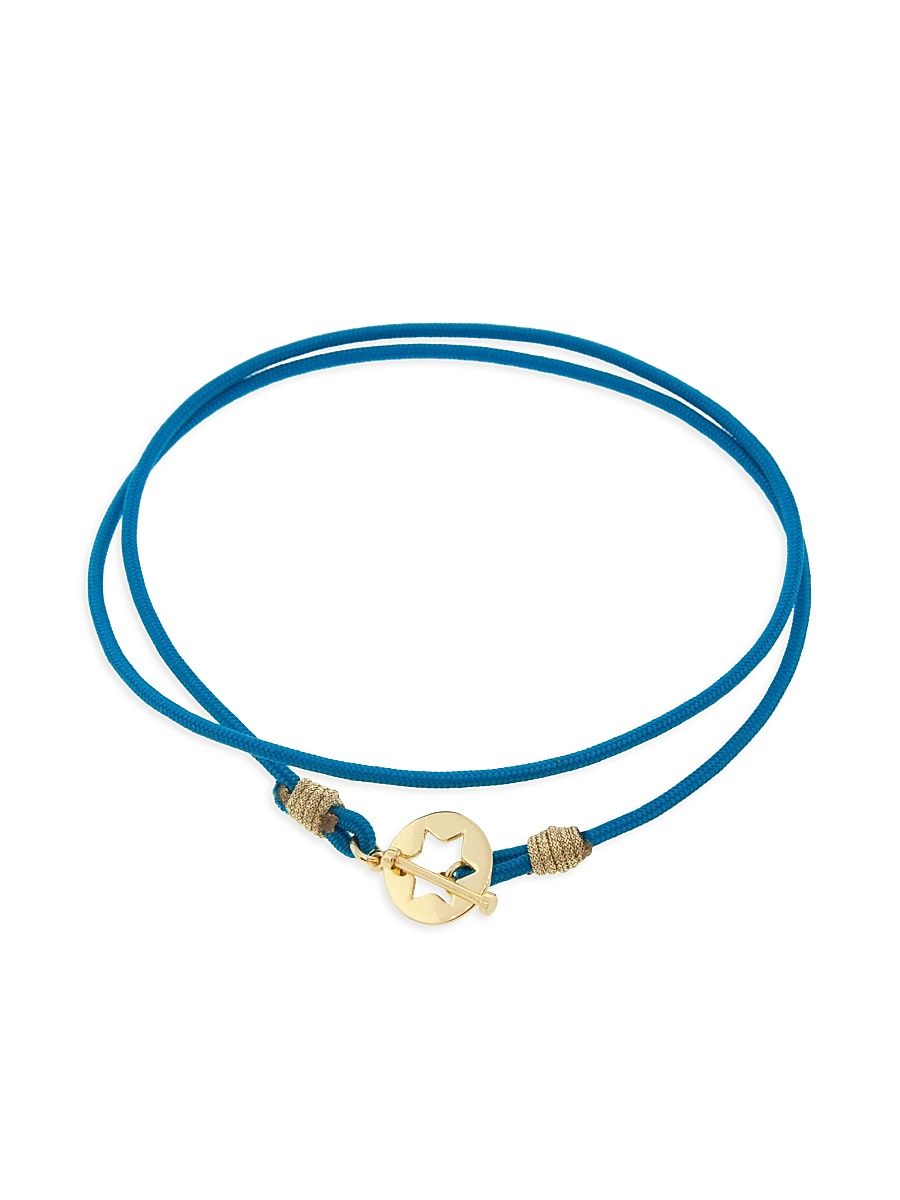 Men's 14K Yellow Gold & Braided Cord Bracelet - Blue