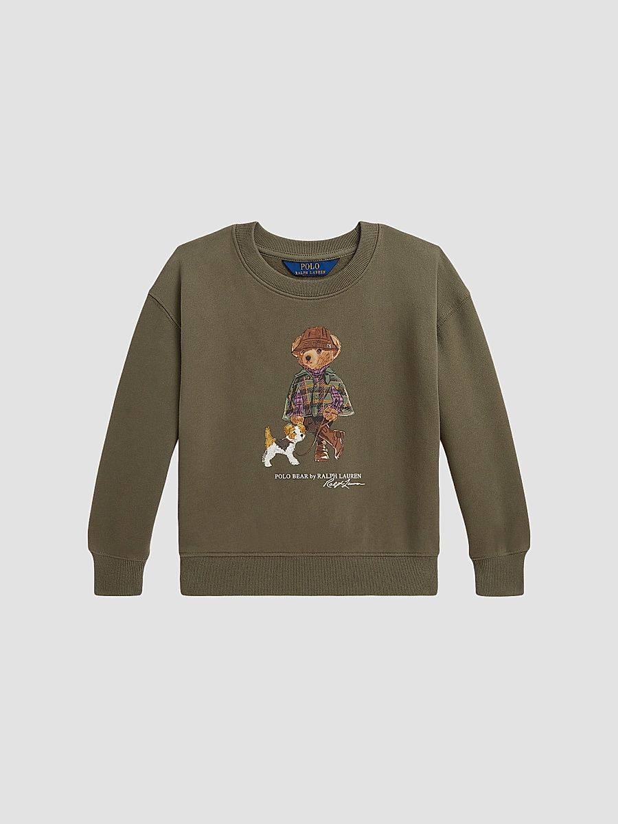 Little Girl's & Girl's Polo Bear Crewneck Sweatshirt - Cruise Olive - Size 16
