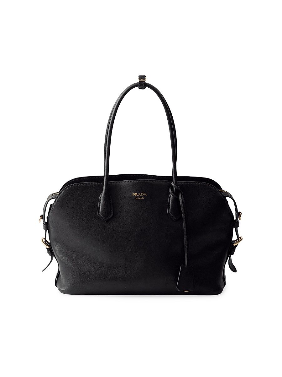 Women's Large Leather Tote Bag - Black