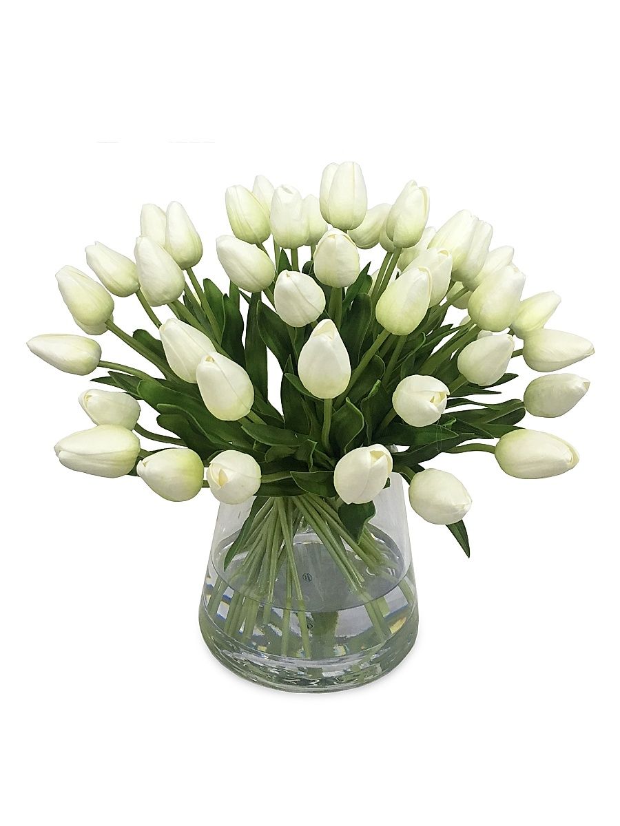 Faux Tulip Floral Arrangement - White