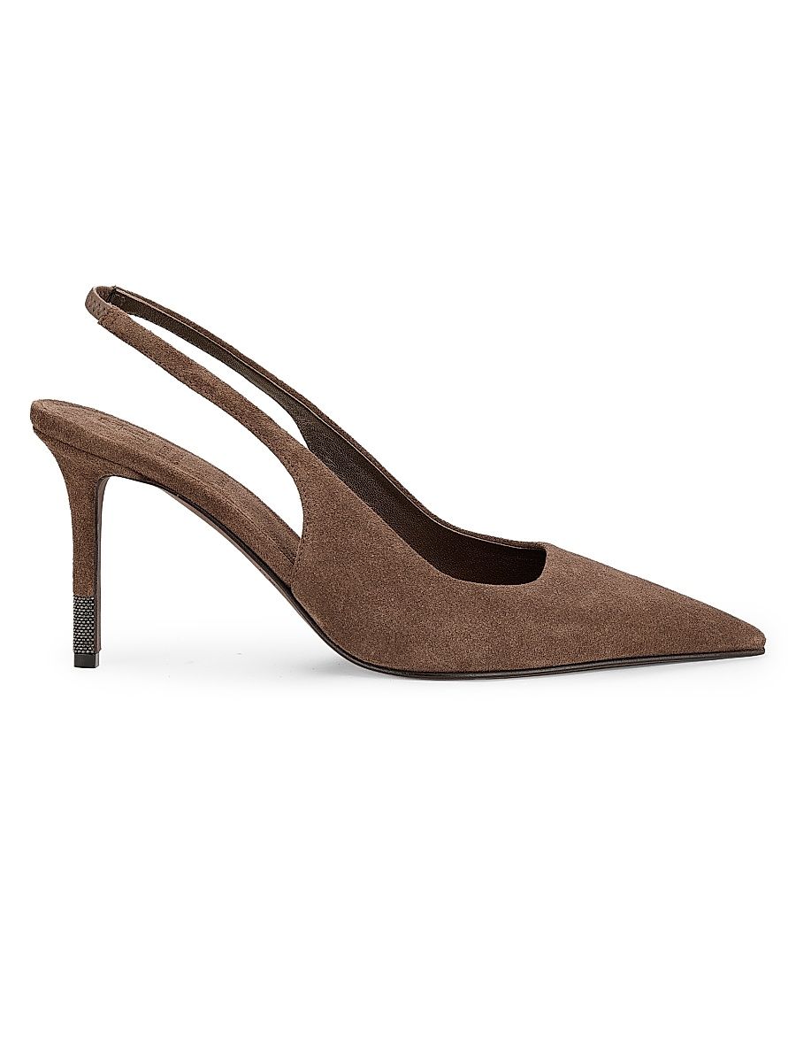 Women's 100MM Suede Slingback Pumps - Honey - Size 10