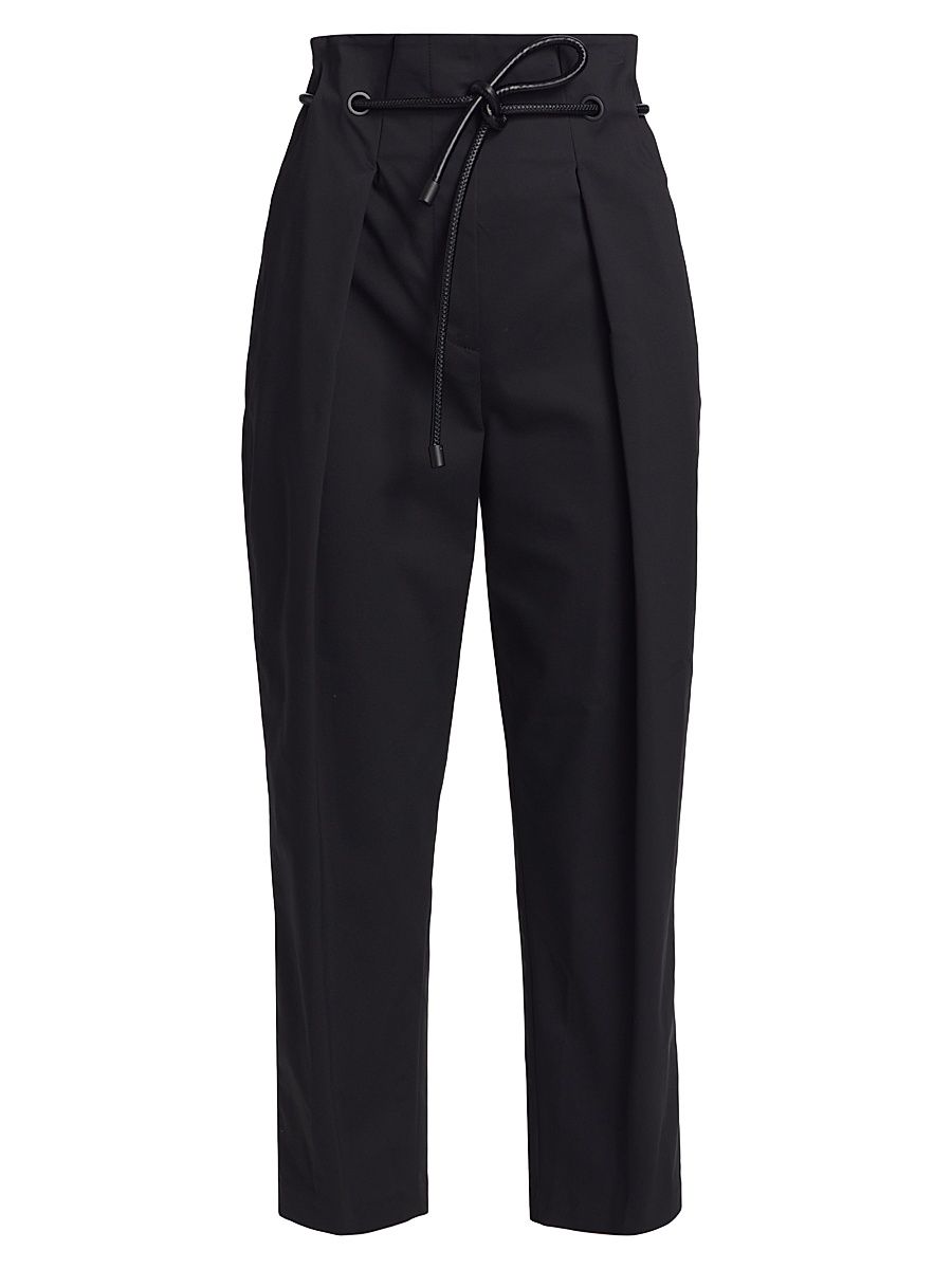 Women's Orgami Belted Straight-Leg Trousers - Black - Size 4