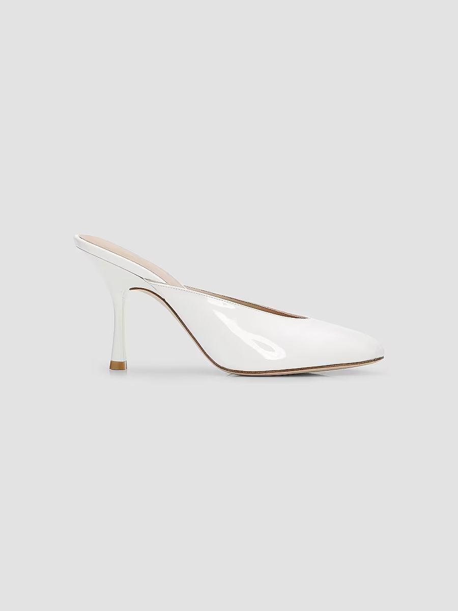 Stuart Weitzman Women's Madison 85MM Patent Leather Mules - Blanco - Size 7.5
