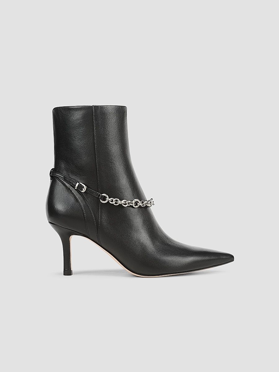 Women's Tate Leather Zip Short Booties - Black - Size 11