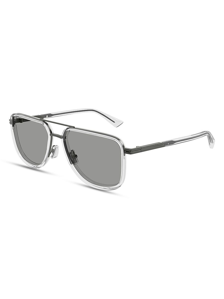 Men's 56MM Navigator Metal Sunglasses - Silver Grey