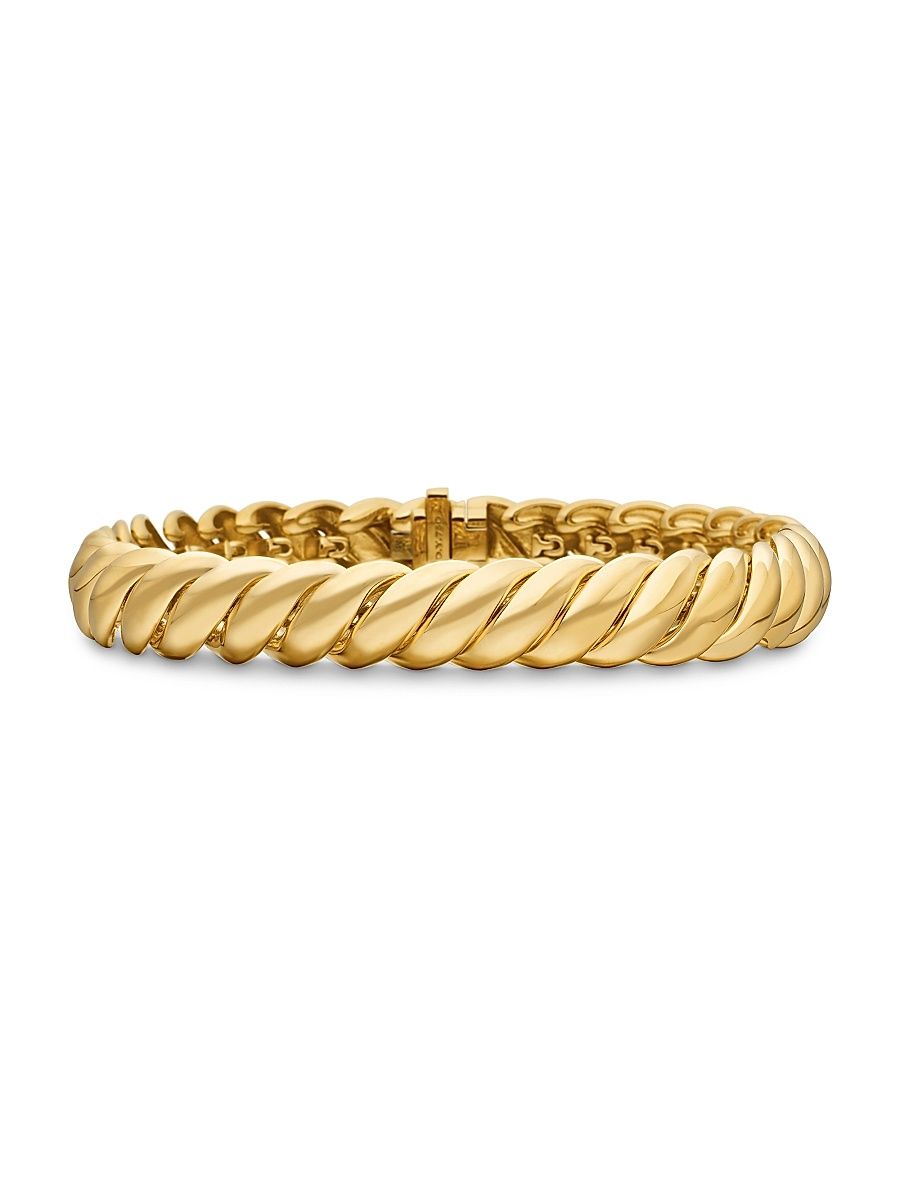 Women's Sculpted Cable Bracelet in 18K Yellow Gold - Gold - Size Medium