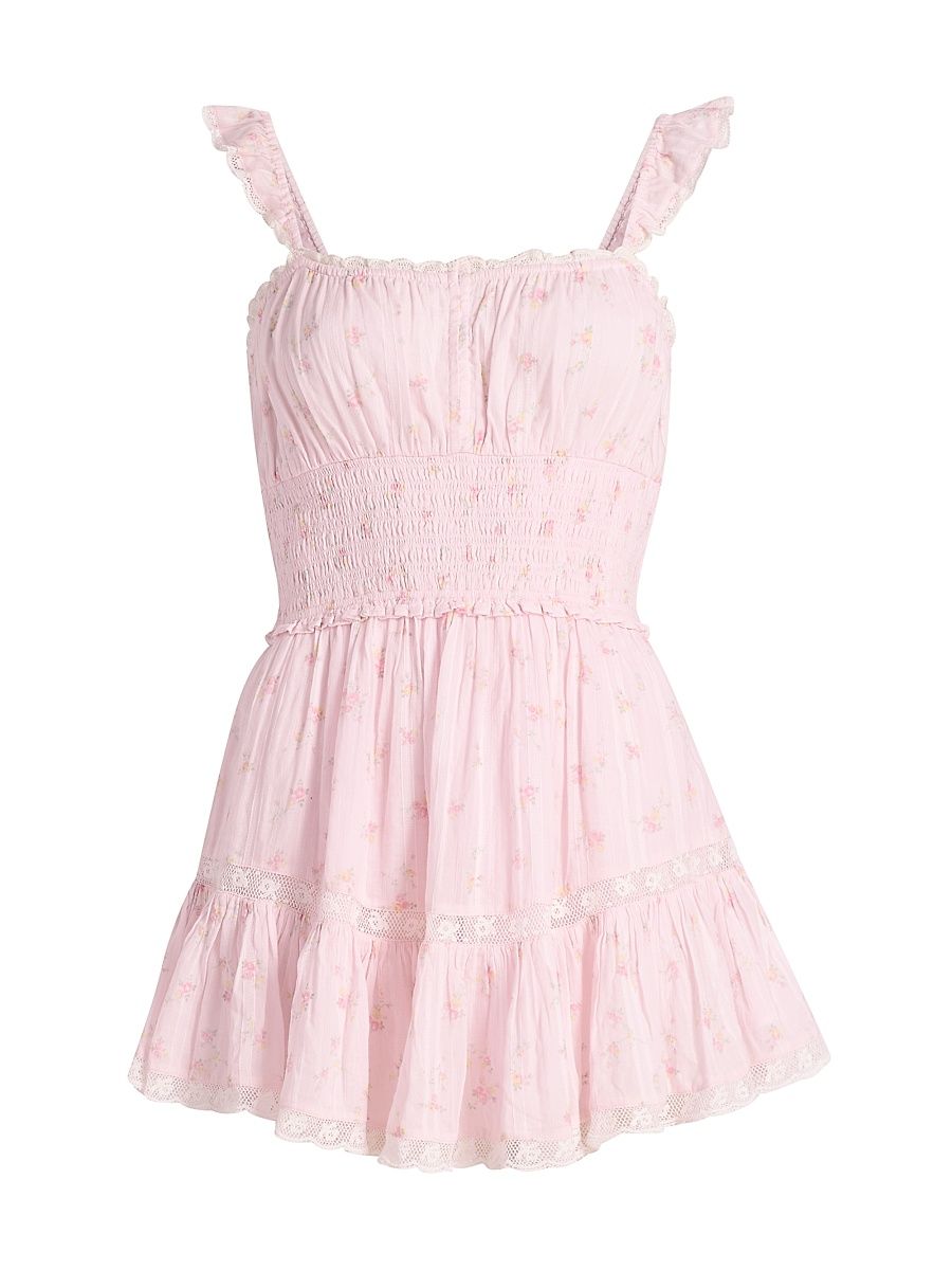 Women's Maralina Floral Cotton Minidress - Sweet Nectar - Size XL