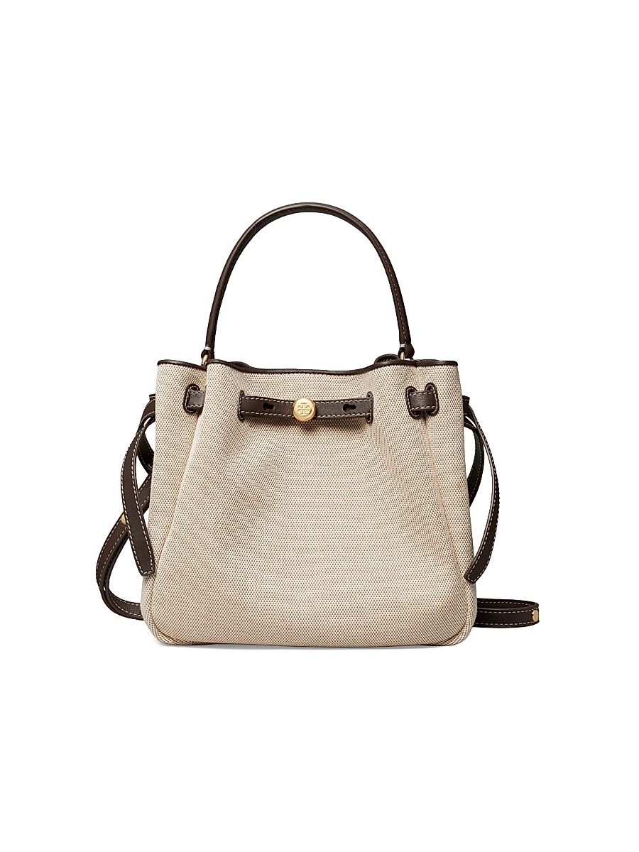 Women's Romy Belted Canvas Bucket Bag - Dusty Almond Bianco White