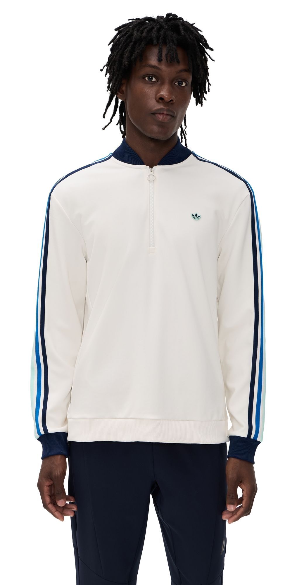 Adidas Golf Originals 3-Stripe 1/4 Zip Chalk White/Night Indigo XXL