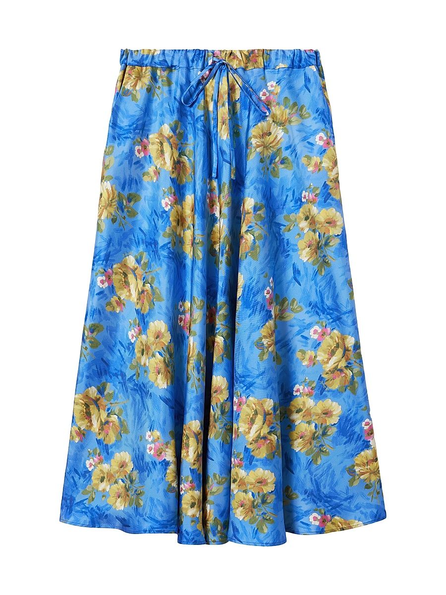 Women's Drawstring Skirt - Riptide Light Blue - Size Small