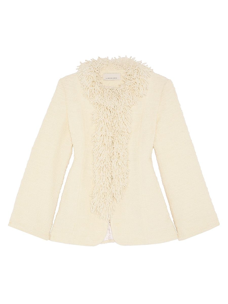 Women's Trader Tweed Fringe Jacket - Vanilla - Size Medium