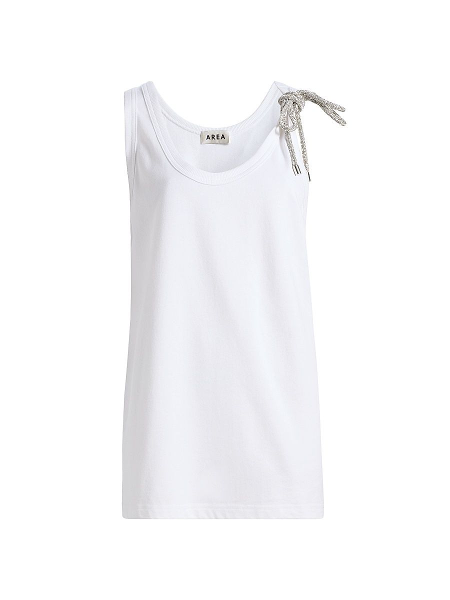 Women's Crystal Knot Jersey Scoopneck Tank - White - Size Large