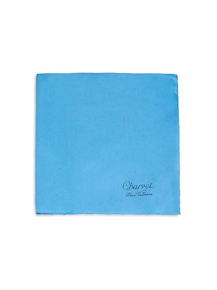 Men's Solid Silk Pocket Square - Blue