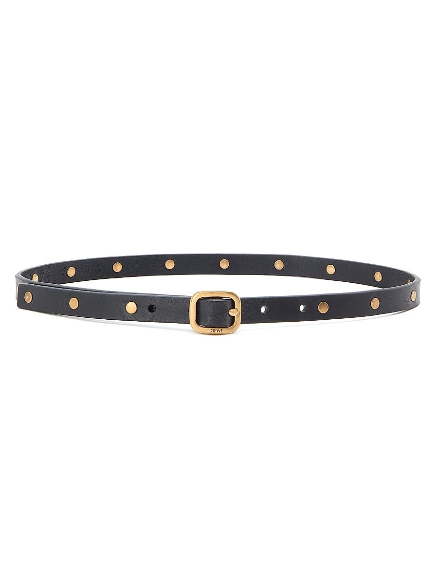 Women's Studded Leather Belt - Black Gold - Size Small