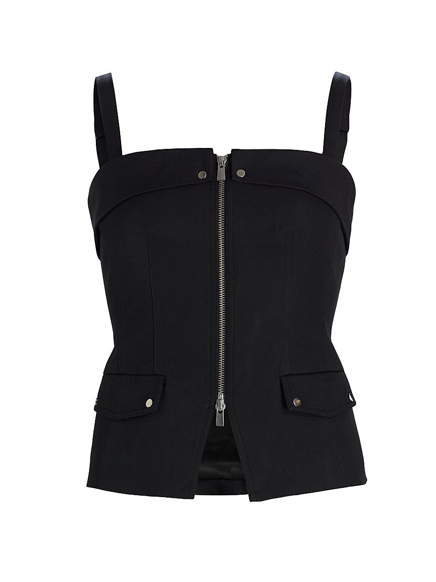 Women's Jayden Zip-Front Moto Top - Jet - Size 10