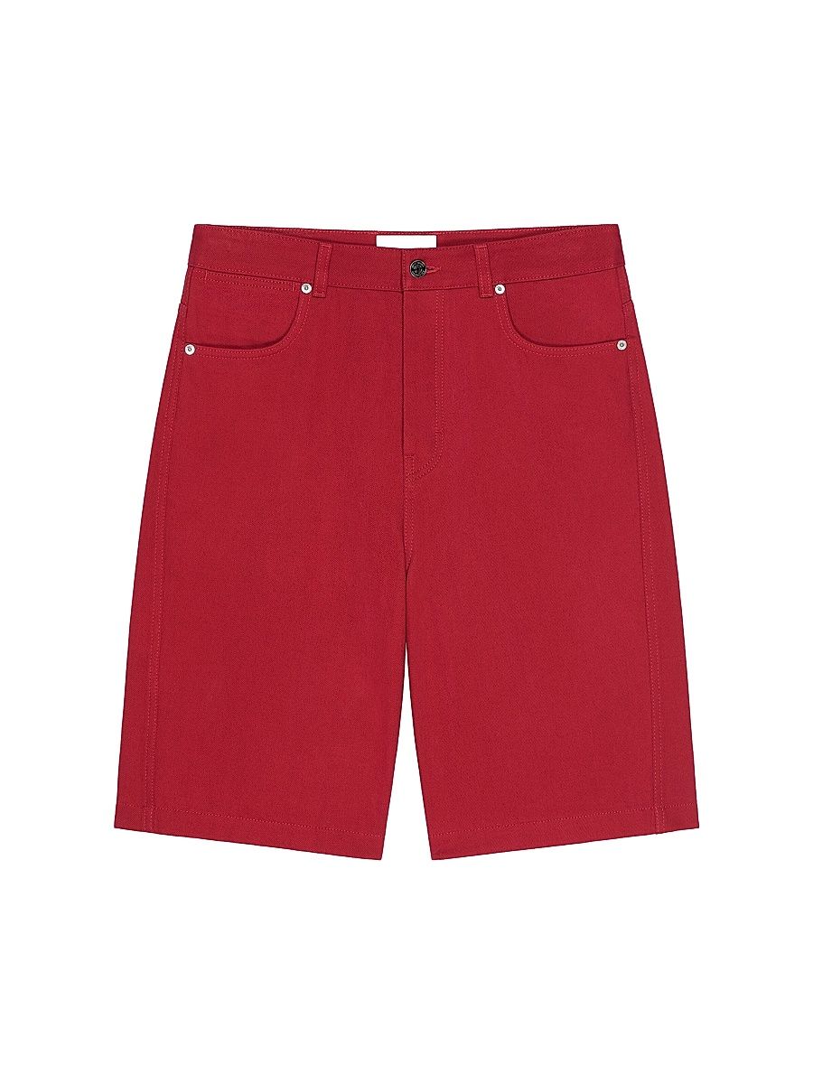 Men's Bermuda Shorts in Overdyed Denim - Dark Red - Size 30