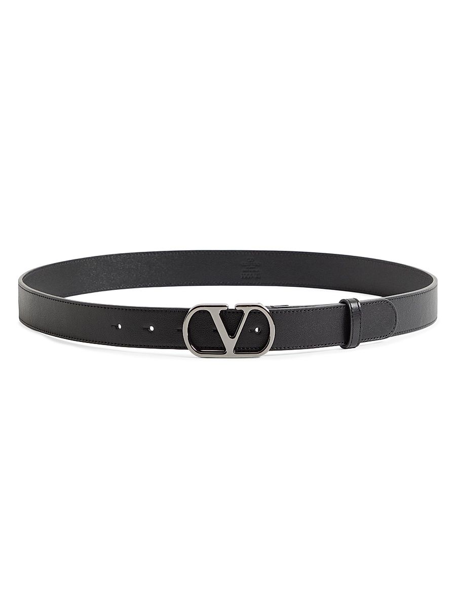 Men's VLogo Signature Belt in Shiny Calfskin 30MM - Black - Size 34