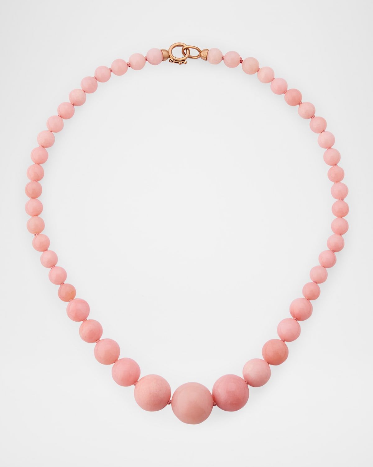 Pink Opal Beaded Necklace with 18K Rose Gold Clasp