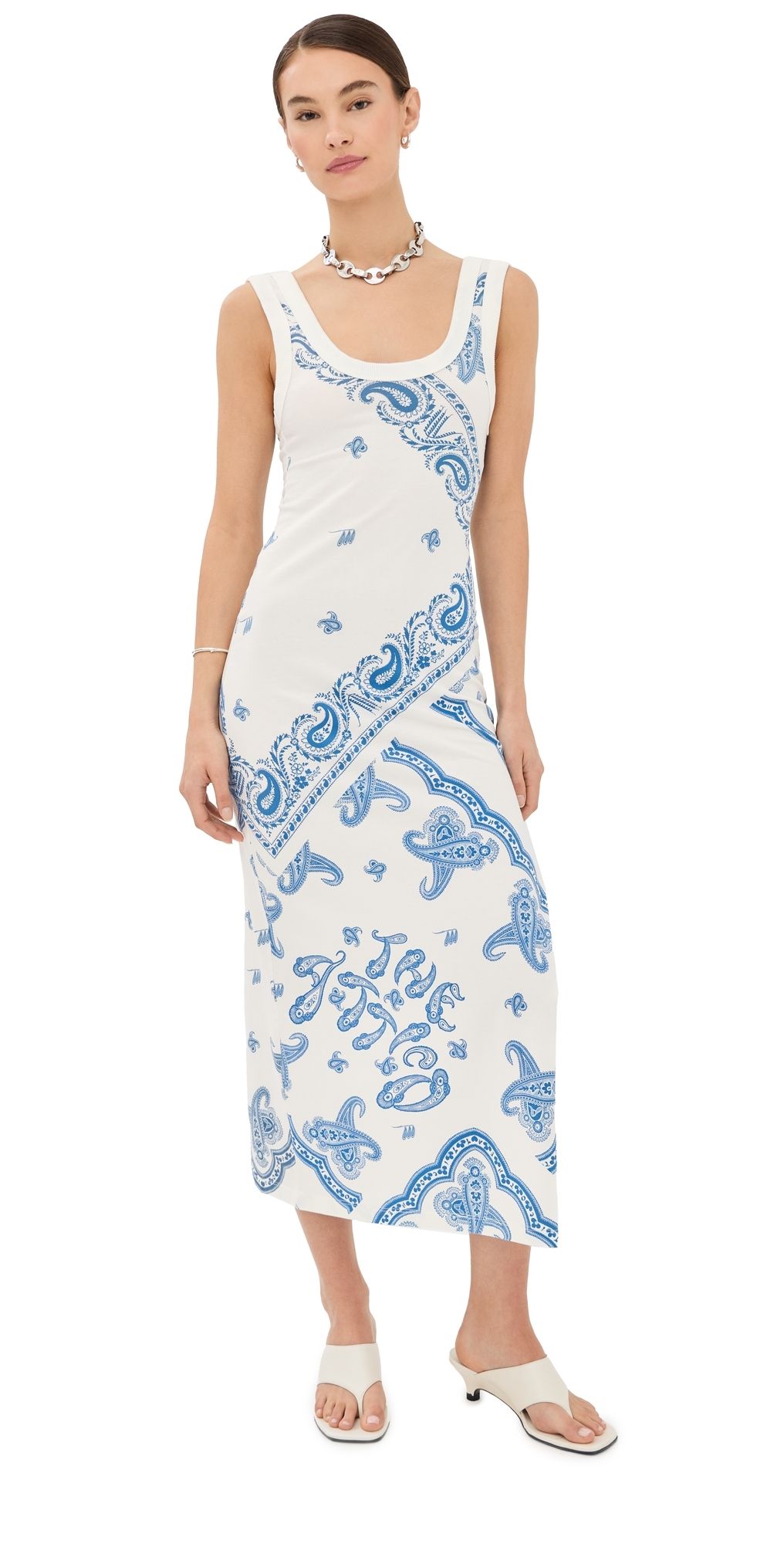 The Attico Midi Dress White/Blue 36