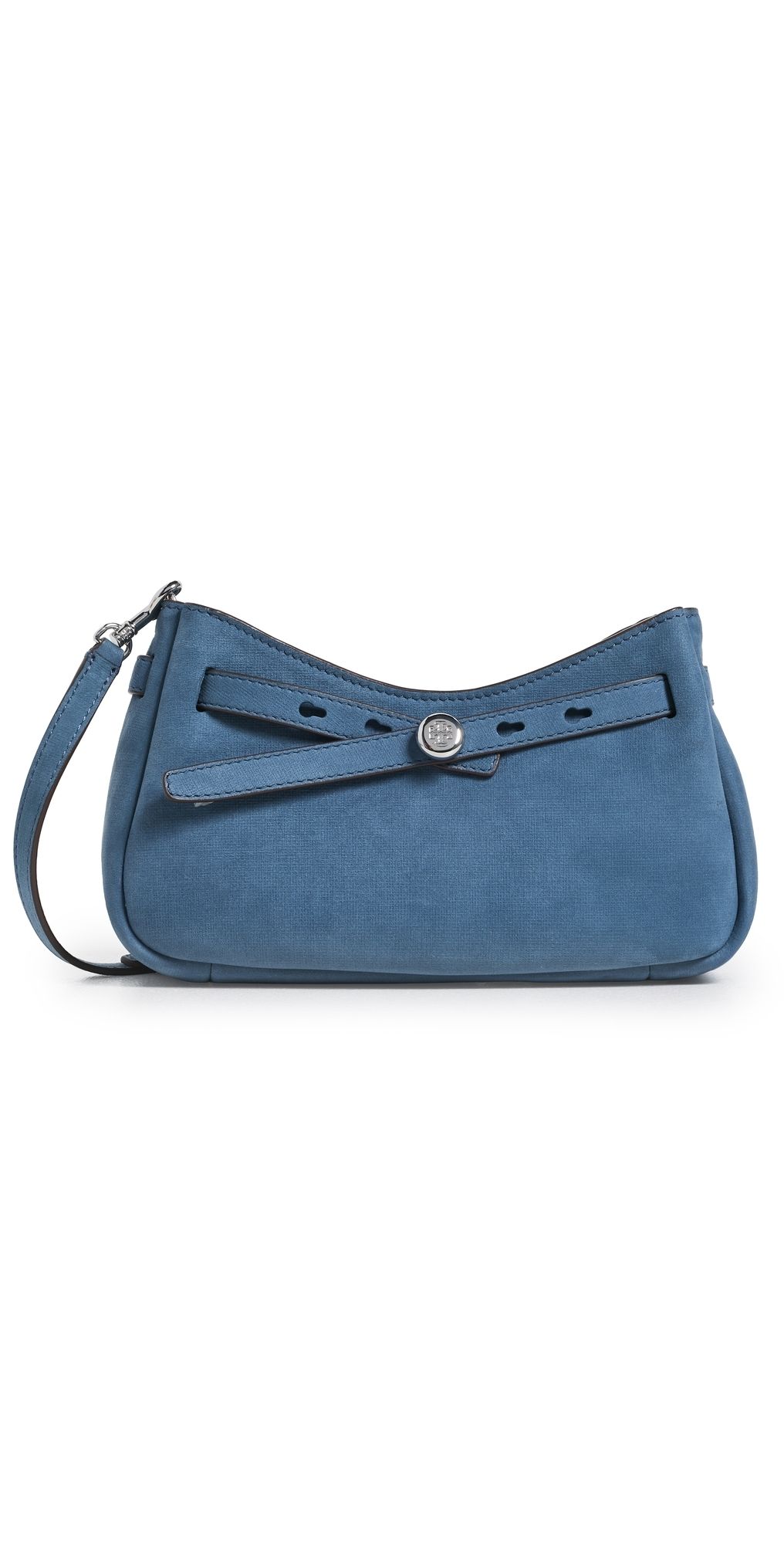 Tory Burch Romy Nubuck Zip Top Crossbody Bag Soft Blue One Size