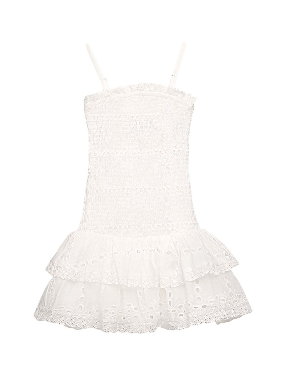 Girl's Strapless Smocked Minidress - White - Size XL