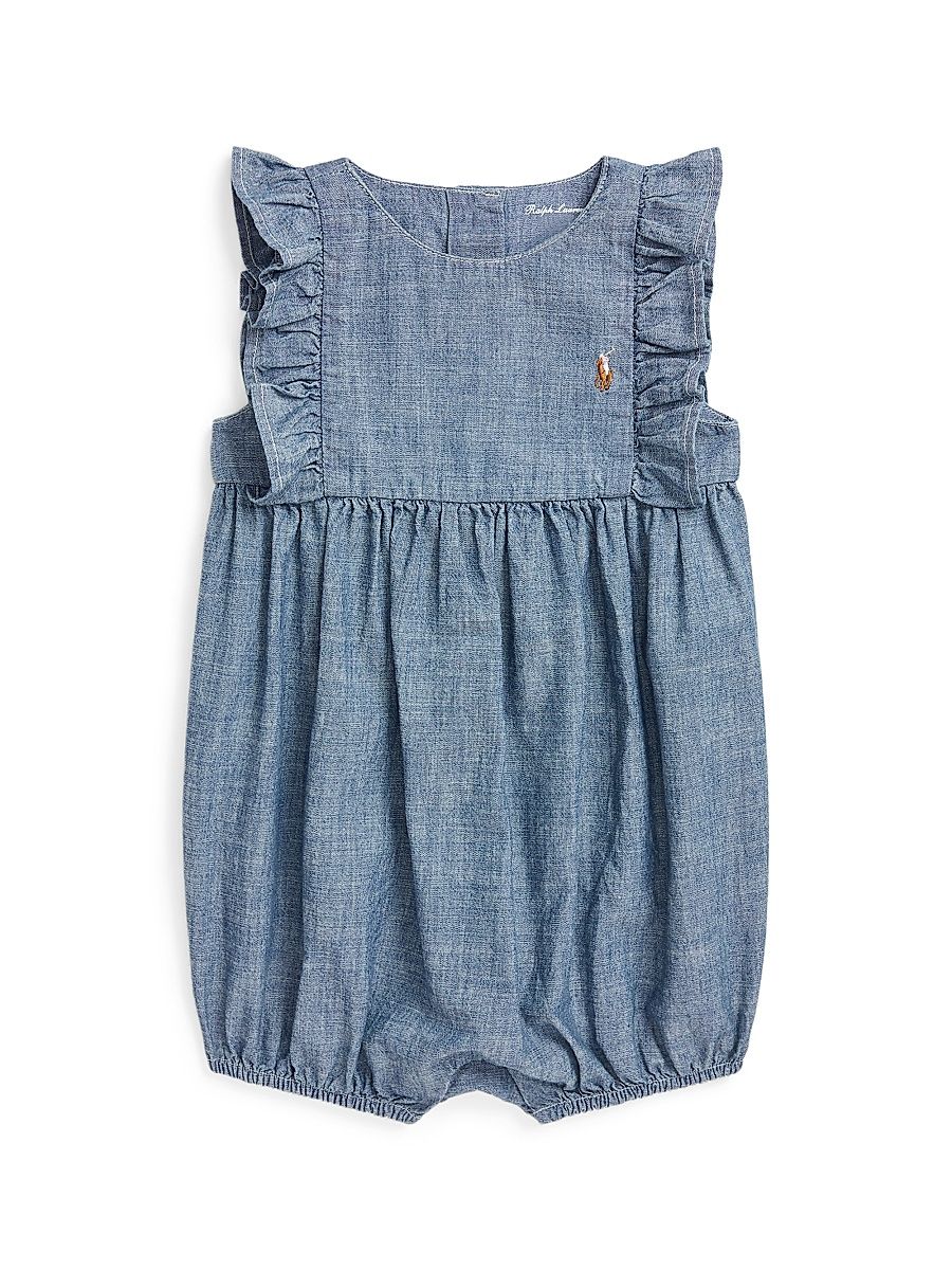 Baby Girl's Chambray Bubble Romper - Quincy Wash - Size 6 Months