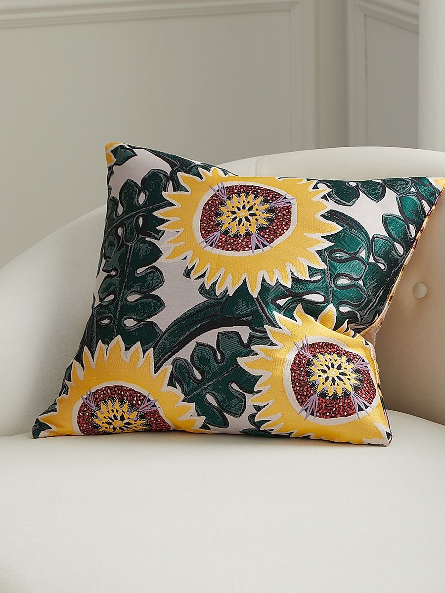 Soleils Osier Throw Pillow - Yellow