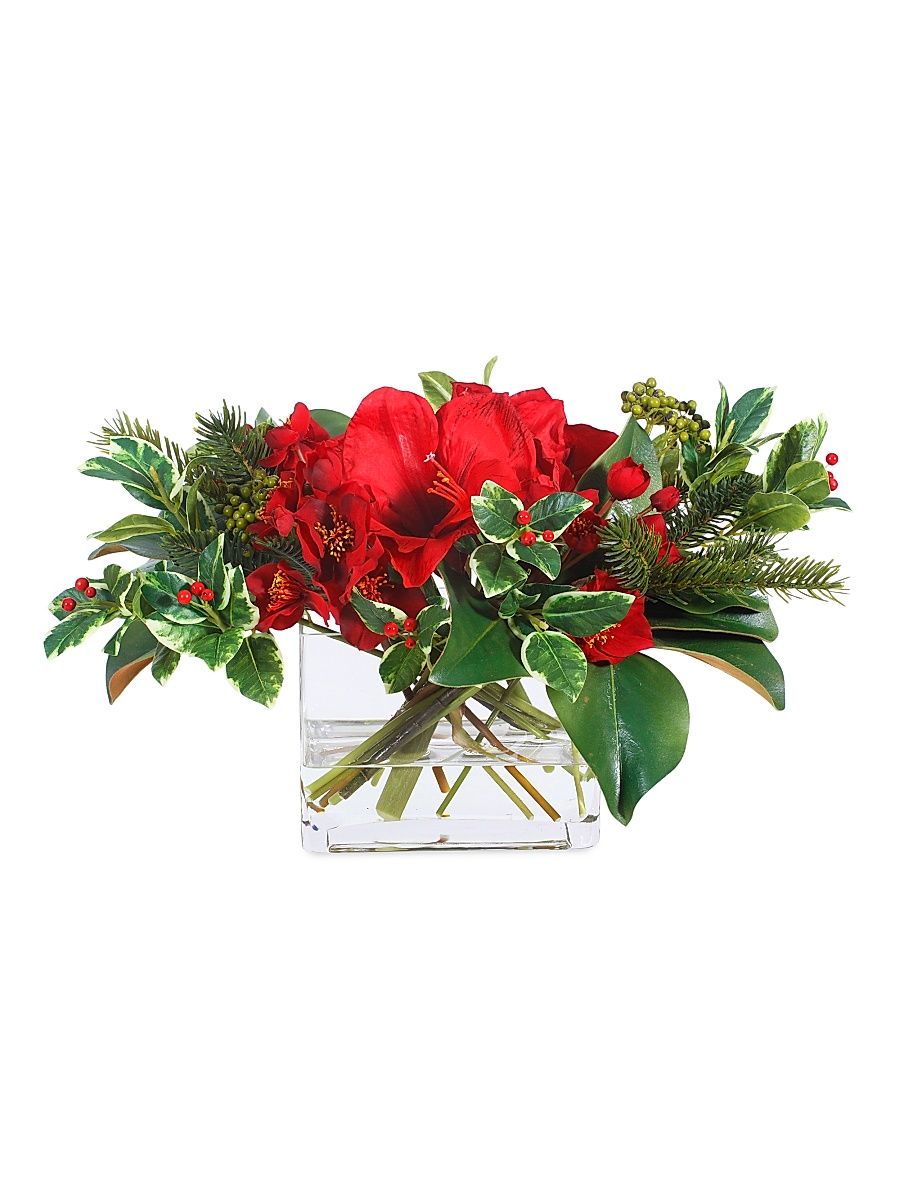 Holiday Newness Faux-Amaryllis Holly Vase