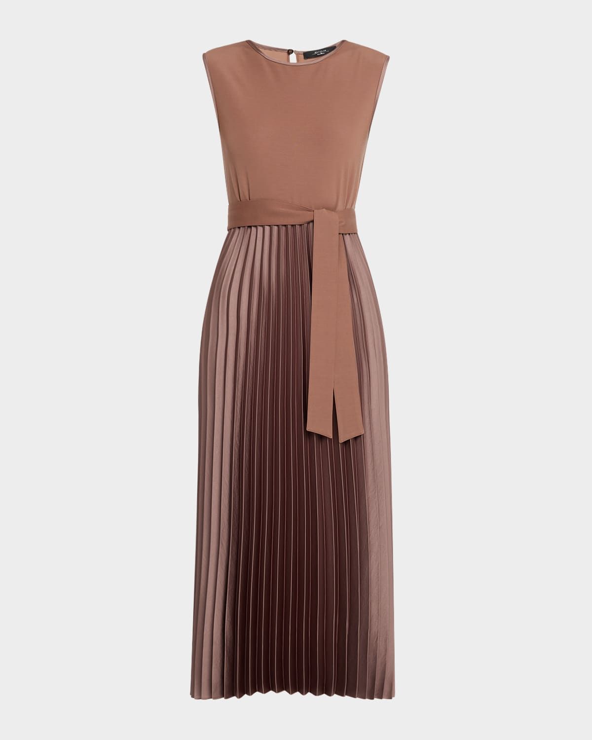 Samuele Pleated Satin & Jersey Midi Dress
