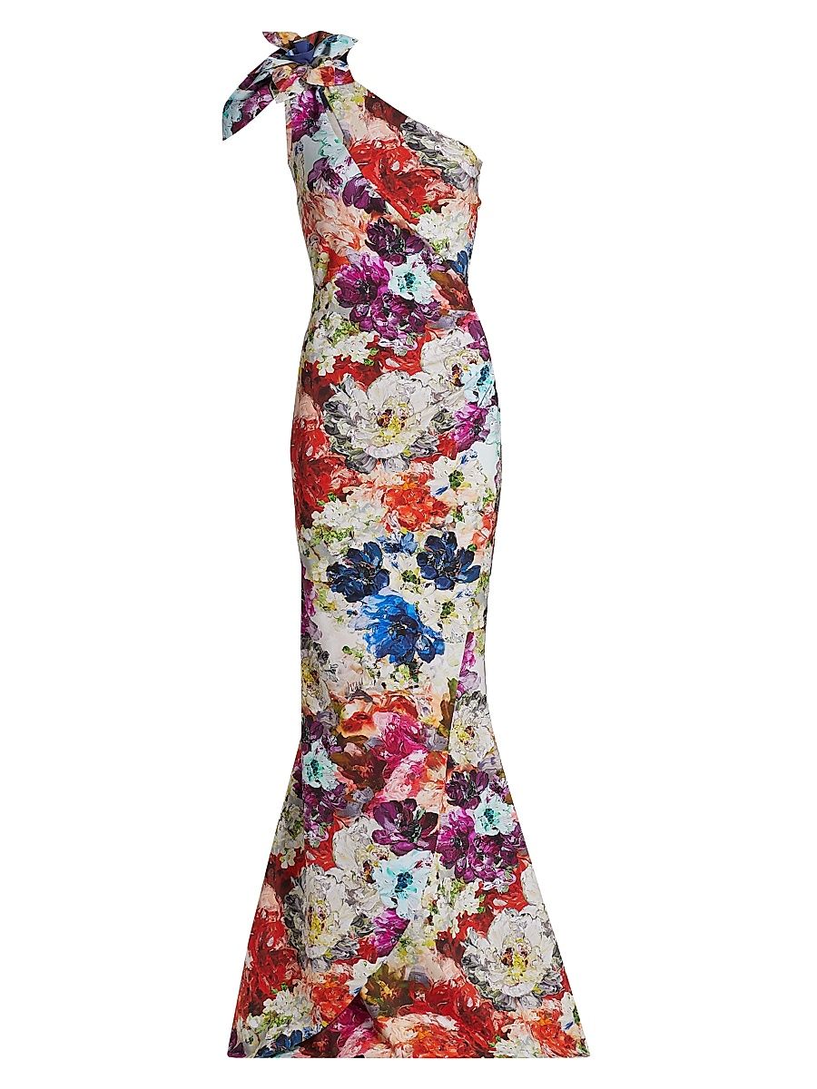 Women's Gosia Floral One-Shoulder Gown - Anemoni Print - Size 14