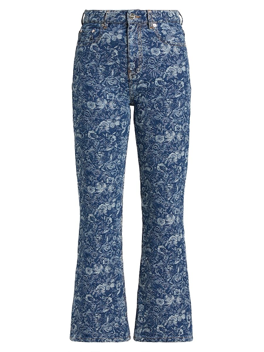 Women's Betzy Tapestry Floral Crop Jeans - Mid Blue Stone - Size 32