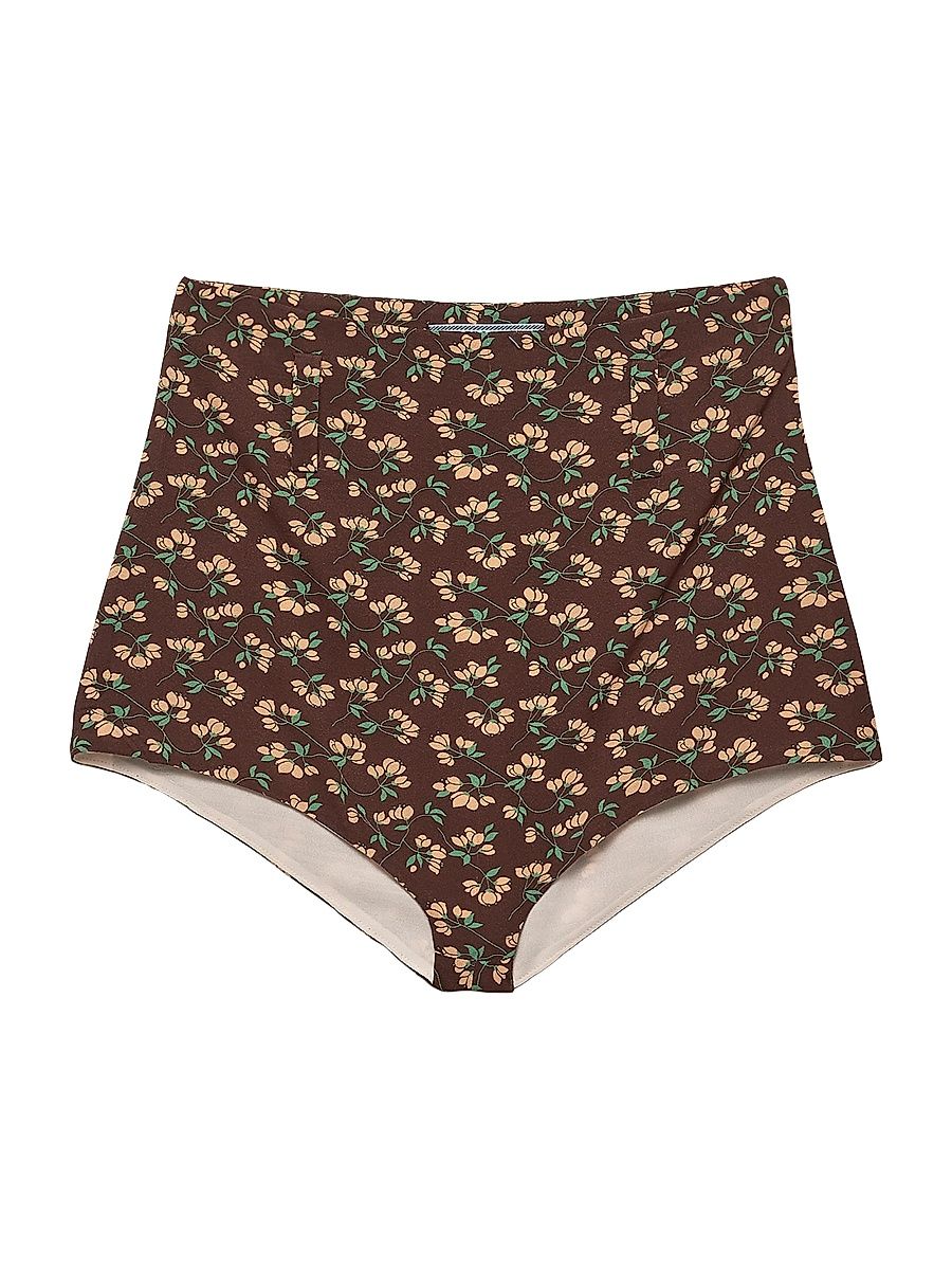 Women's Floral Print Georgette Brief - Brown - Size 4