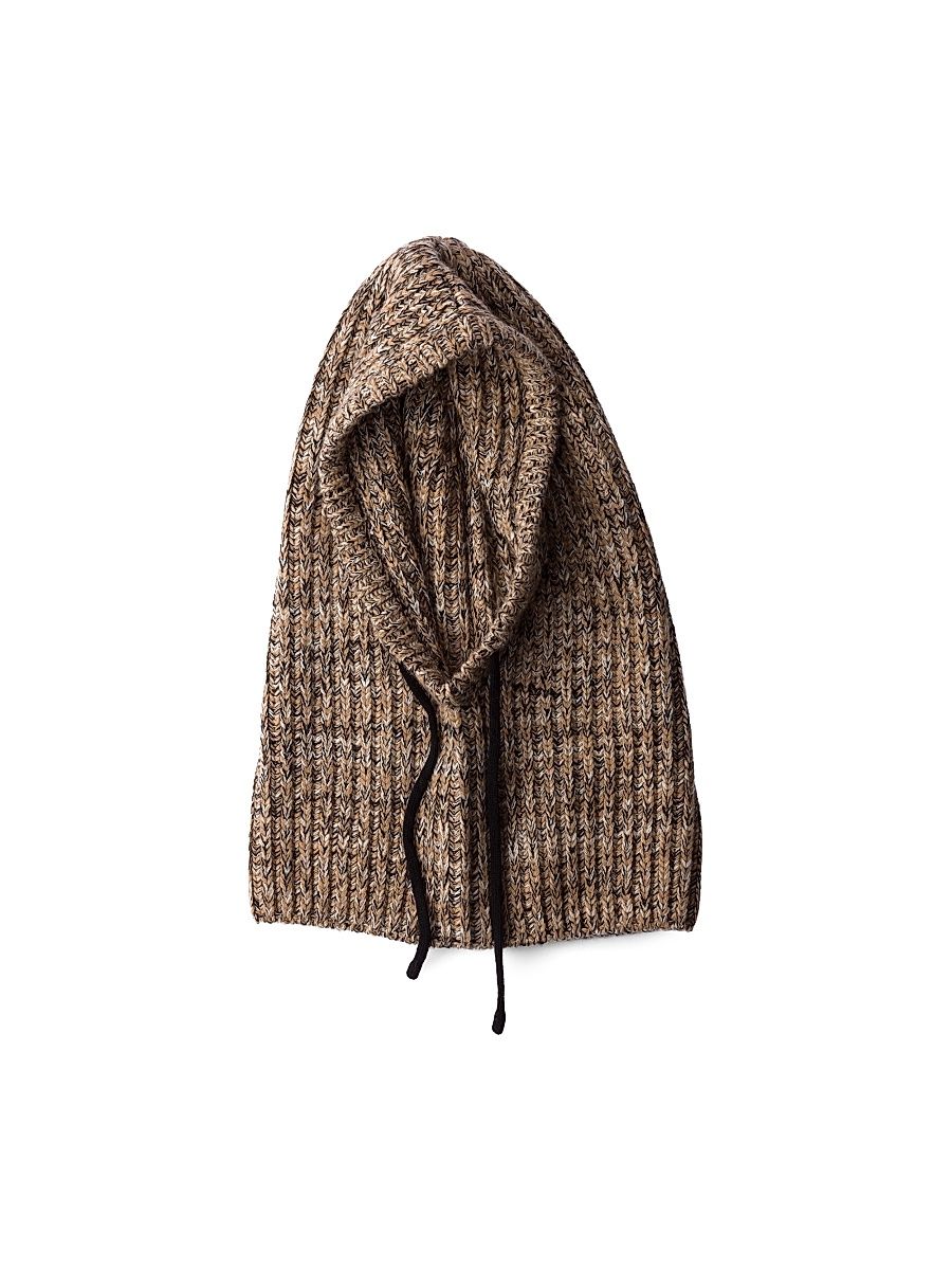 Women's Mélange Knit Hood - Brown