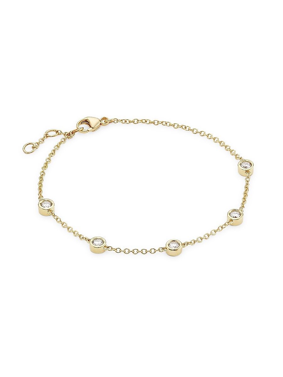 Women's 14K Yellow Gold & 0.50 TCW Diamond Station Bracelet - Gold