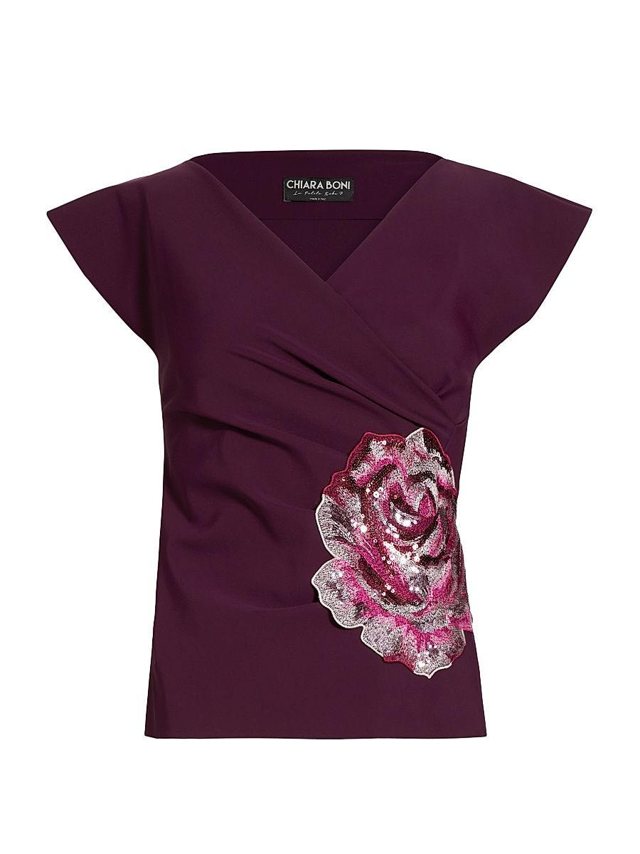 Women's Emerenne Sequined Rose Top - Barolo - Size 6