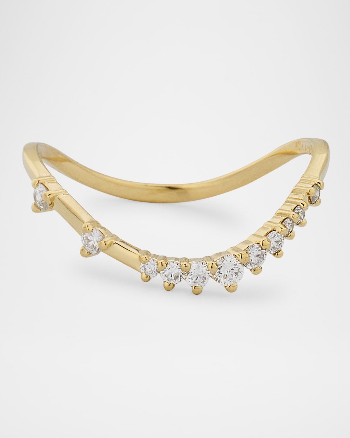 14K Gold Curved Solo Diamond Constellation Ring