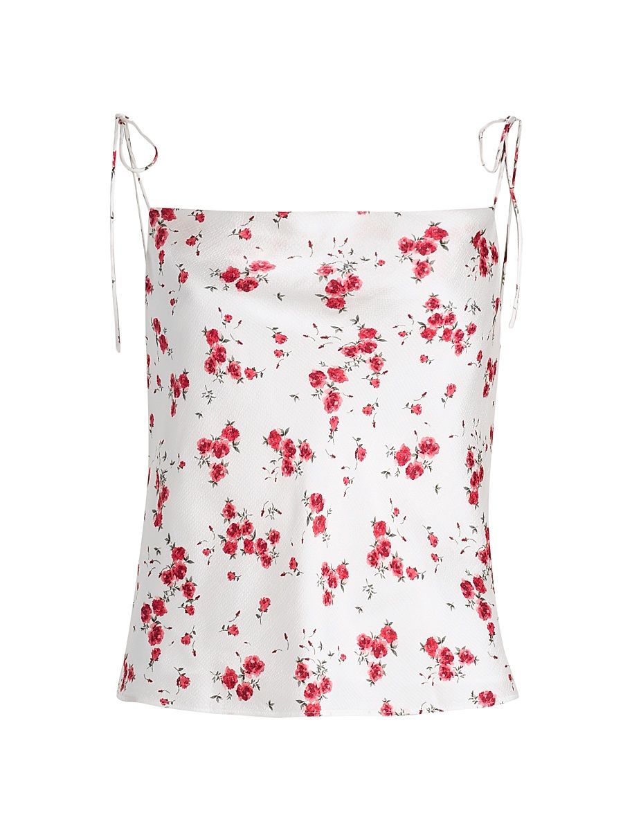 Women's Azra Shoulder-TIe Hammered Silk Camisole - Candied Rose - Size Large