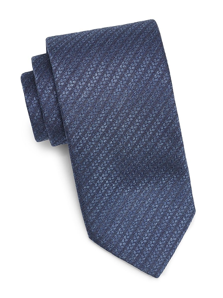 Men's Herringbone Silk Tie - Light Blue