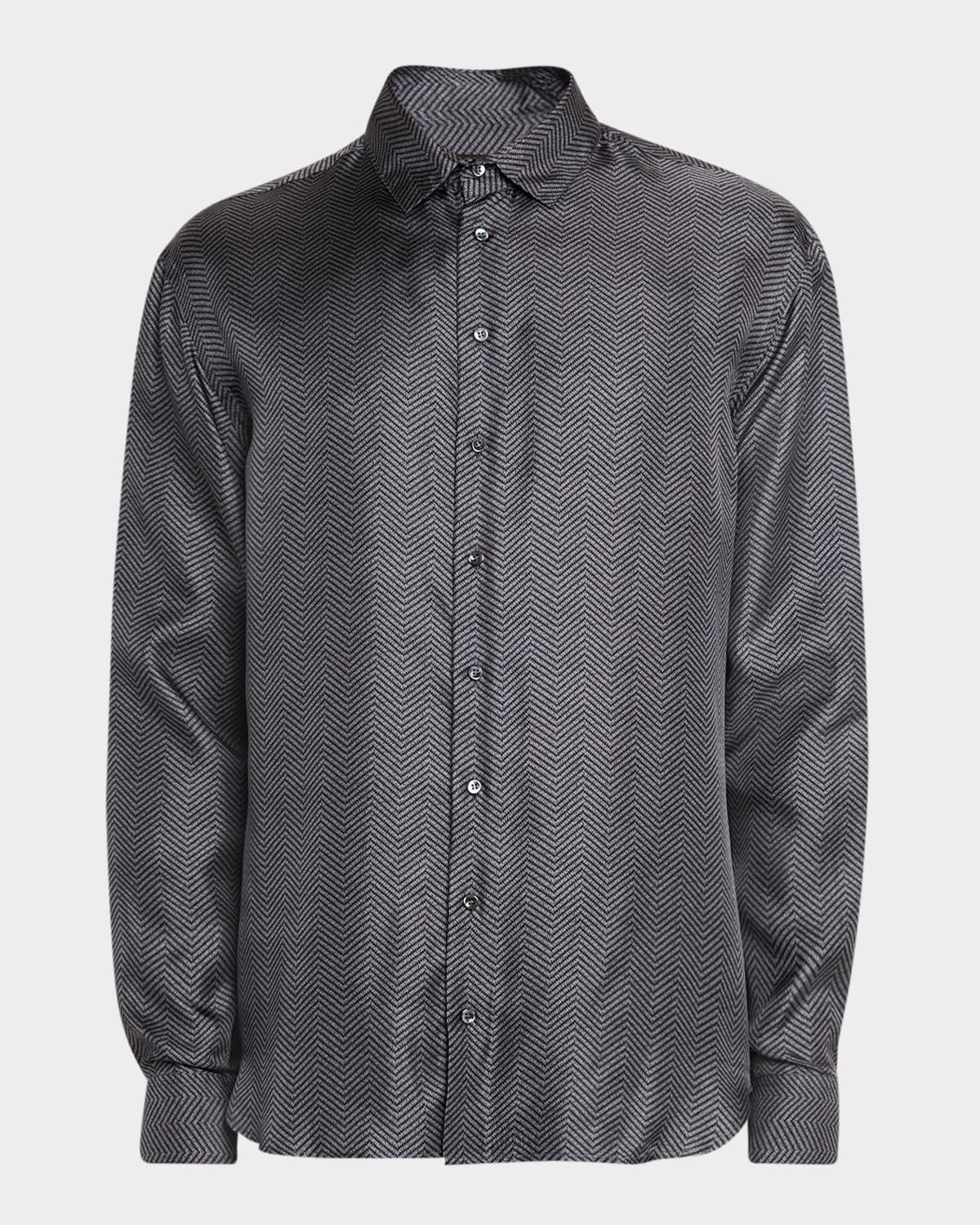 Men & apos;s Chevron Silk Dress Shirt