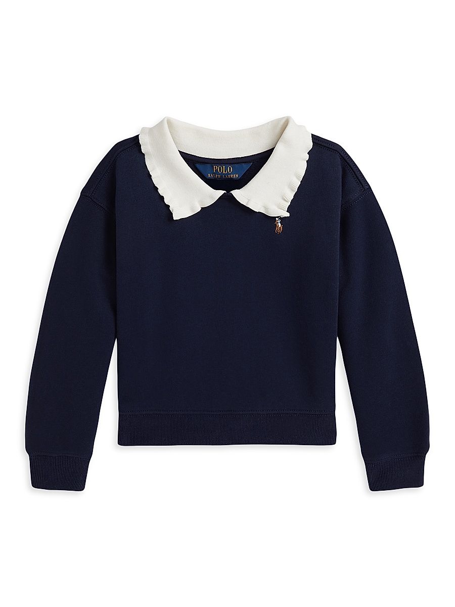 Little Girl's & Girl's Magic Fleece Polo Sweatshirt - Refined Navy - Size 7