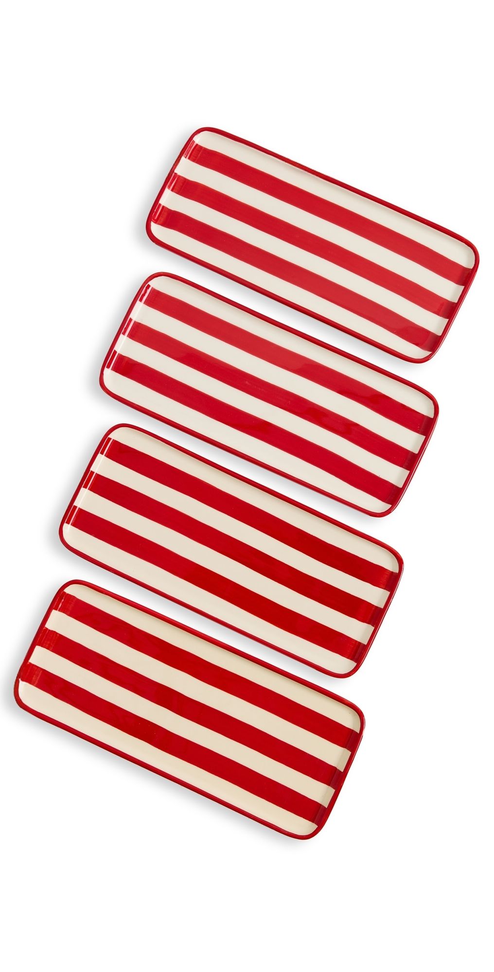 Zafferano Rectangular Plate Set of 4 Red Stripe One Size