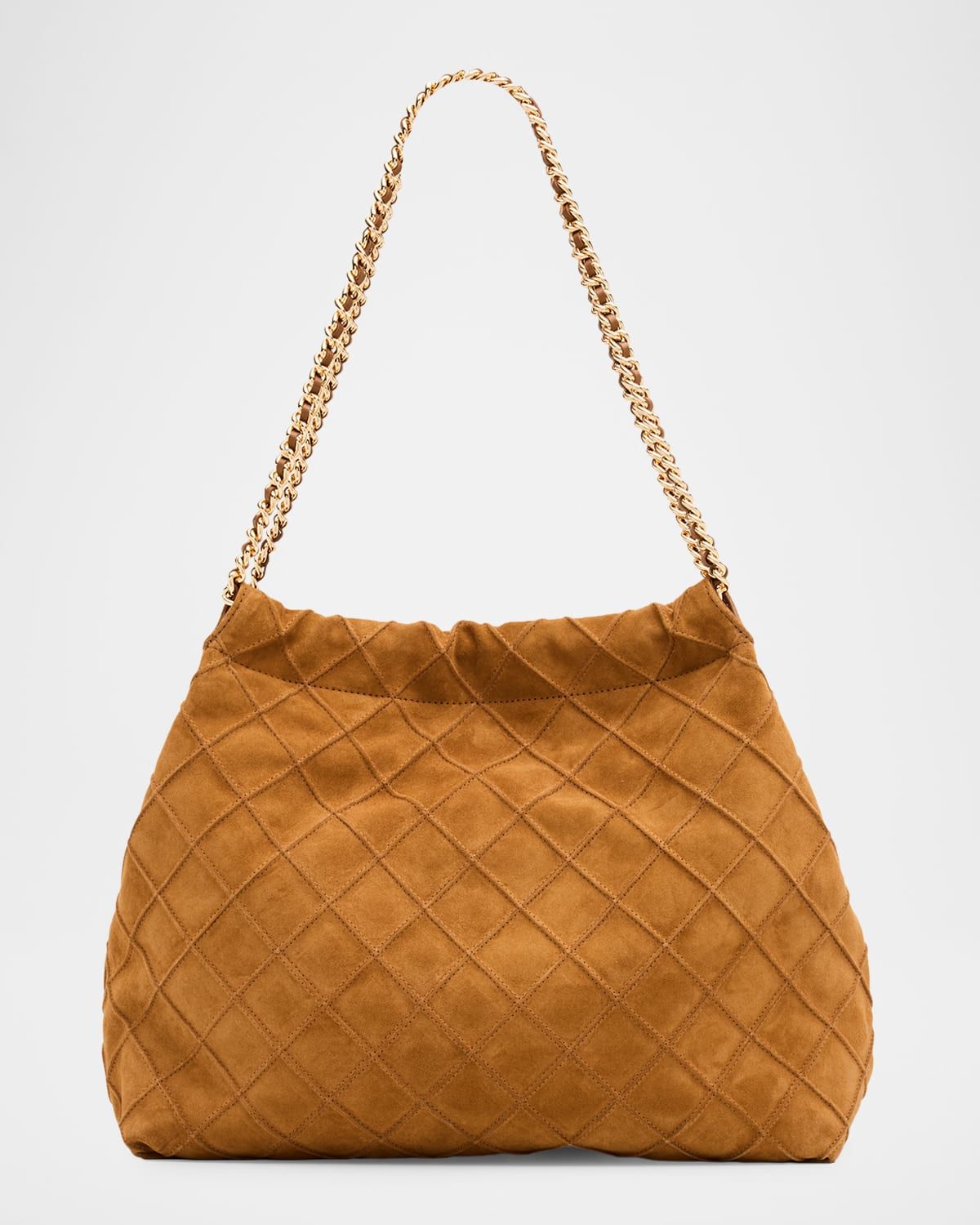Fleming Quilted Suede Chain Hobo Bag