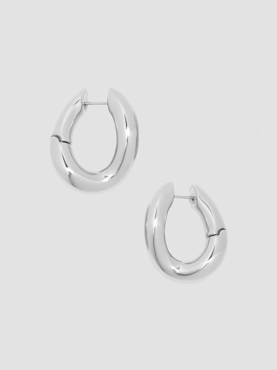 Balenciaga Women's Loop Earrings - Shiny Silver
