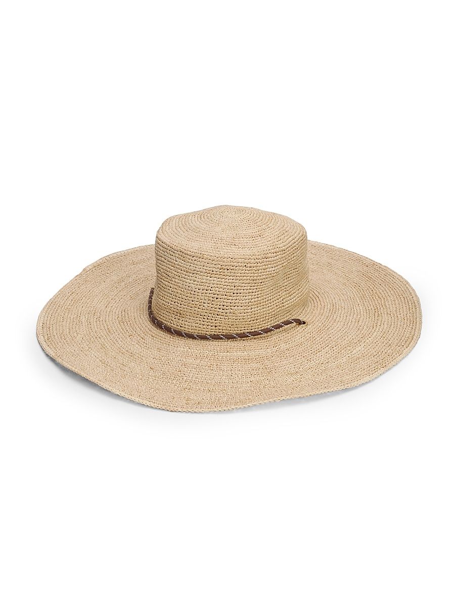 Women's Frankie Raffia Boater Hat - Natural Crochet - Size Large