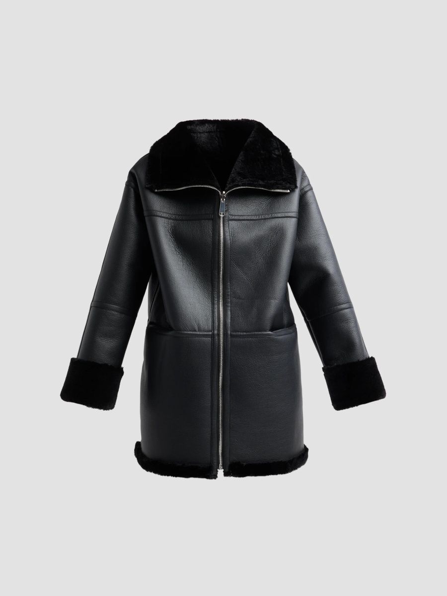 Mercer Collective Women's Reversible Faux-Leather & -Shearling Coat - Black - Size XL