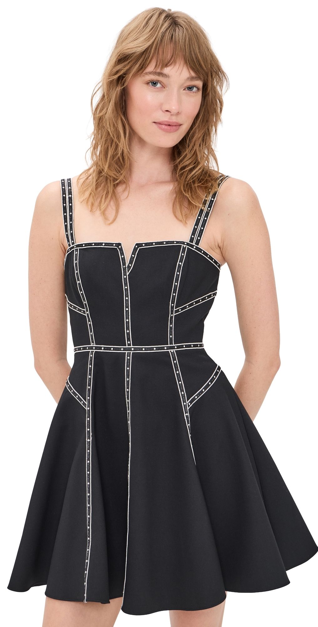 Cinq à Sept Ribbon Emb Jelena Dress Black/Ivory 6